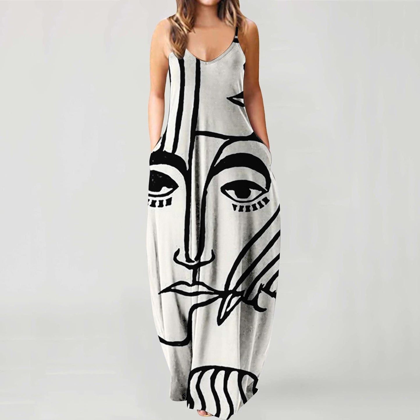 Vilea - Warmes, langes Sommerkleid mit Hosenträgern