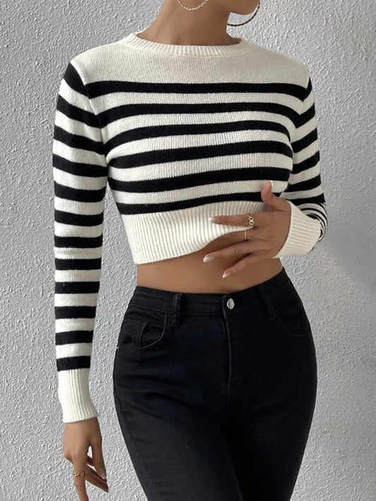 Gestreifter Slim Fit Strickpullover