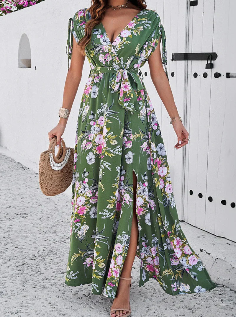 Boho-Blumenkleid mit Ausschnitt im Bohemian-Stil Temperament Boho-Kleid