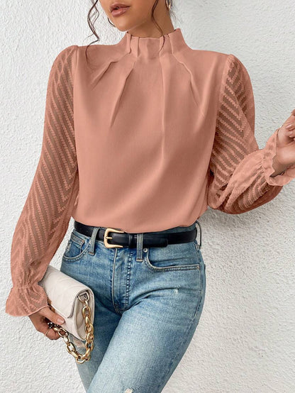 Izabelle | Elegante Rollkragenbluse mit transparenten Ärmeln für Frauen