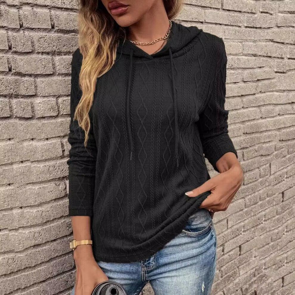 Langärmeliger Kapuzenpulli mit Schnürung für Frauen