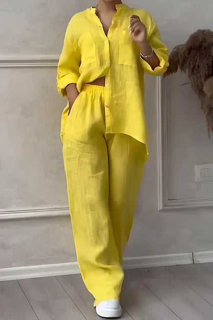 Abi - Stylisches Herbstset mit Top und Leinenhose für Frauen