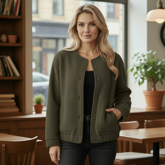 Ophelia | Oversize-Jacke für Damen, Topcoat mit langen Ärmeln und verdeckten Knöpfen