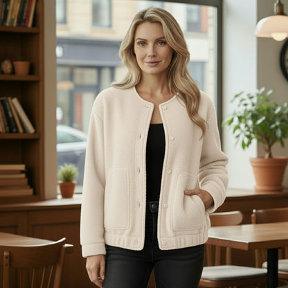Ophelia | Oversize-Jacke für Damen, Topcoat mit langen Ärmeln und verdeckten Knöpfen