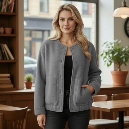 Ophelia | Oversize-Jacke für Damen, Topcoat mit langen Ärmeln und verdeckten Knöpfen