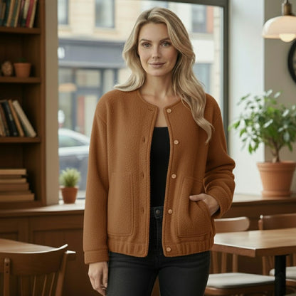 Ophelia | Oversize-Jacke für Damen, Topcoat mit langen Ärmeln und verdeckten Knöpfen