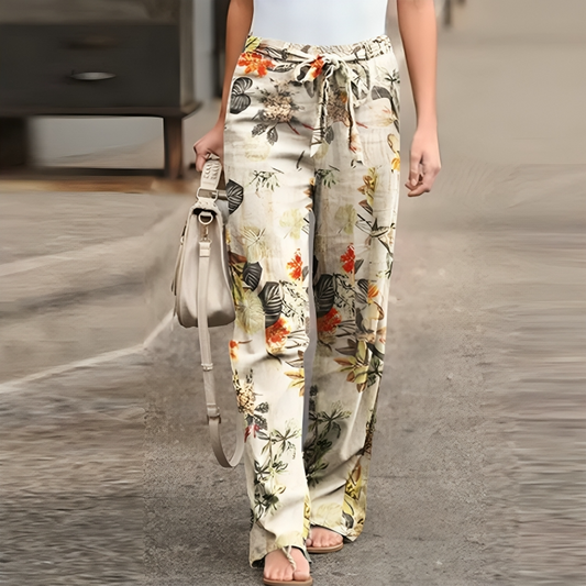 Floriane - Leinenhose mit Blumenmuster