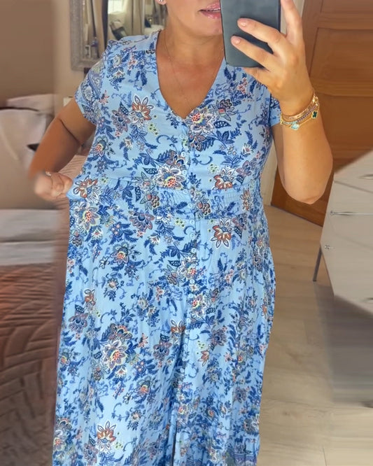 Orsa - Kleid mit V-Ausschnitt und Blumendruck