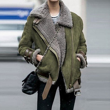 Ova - Hochwertige Wildlederjacke mit Kunstpelzfütterung