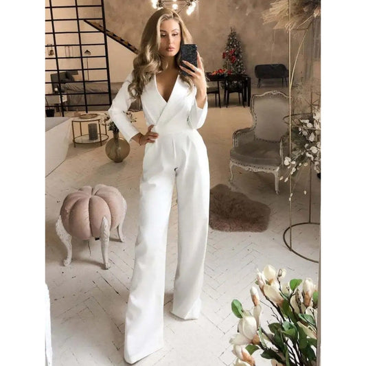 Maëlys - Eleganter Jumpsuit mit langen Ärmeln und V-Ausschnitt