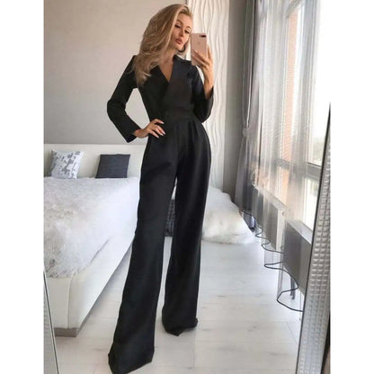 Maëlys - Eleganter Jumpsuit mit langen Ärmeln und V-Ausschnitt