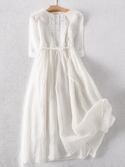 Patrice - Kleid aus Baumwolle und Leinen mit Rüschen