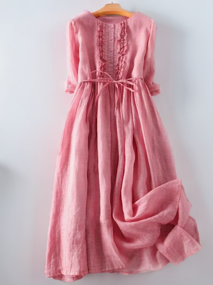 Patrice - Kleid aus Baumwolle und Leinen mit Rüschen