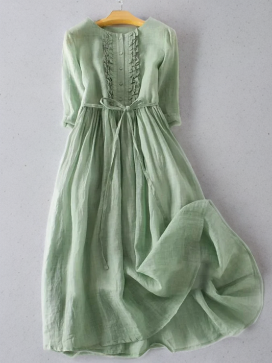 Patrice - Kleid aus Baumwolle und Leinen mit Rüschen