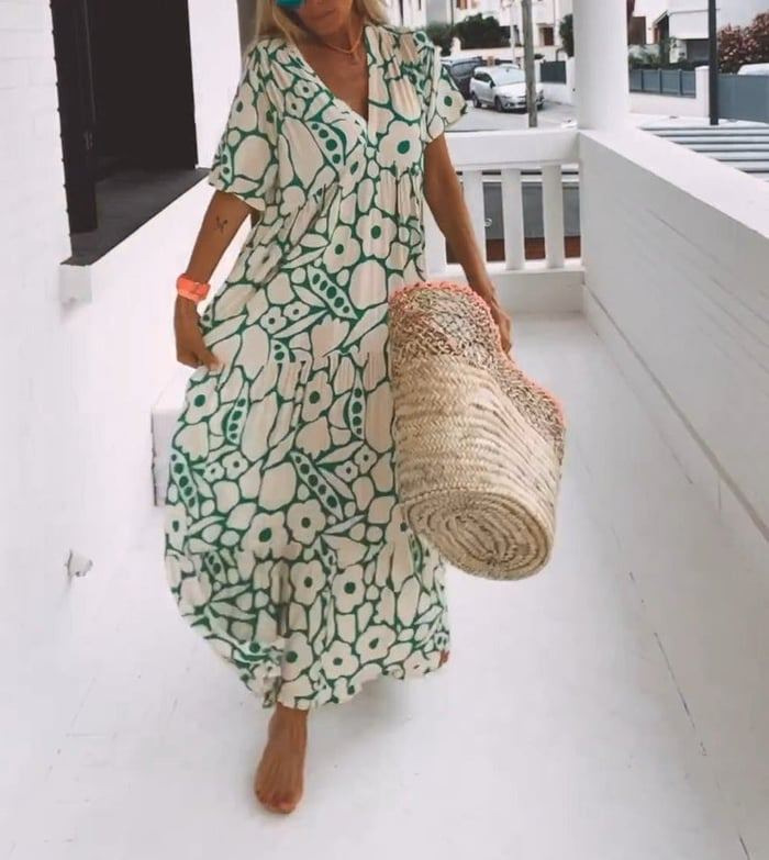 Perrie - Bedrucktes Kleid mit kurzen Ärmeln