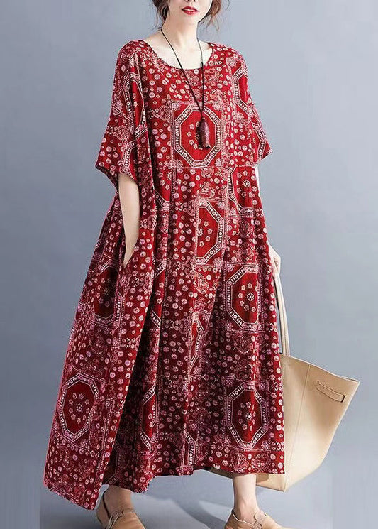 Paige - O-Ausschnitt mit Taschen, langes Kleid für den Sommer