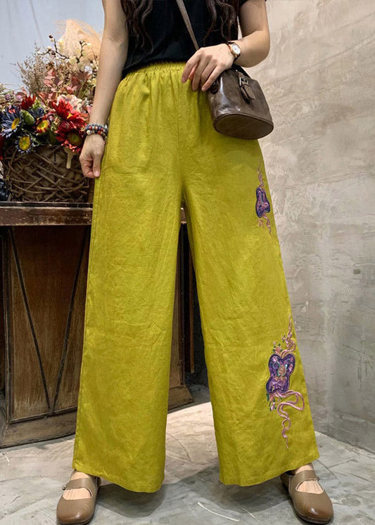 Ermintrude - Weite Hose mit Vintage-Stickerei