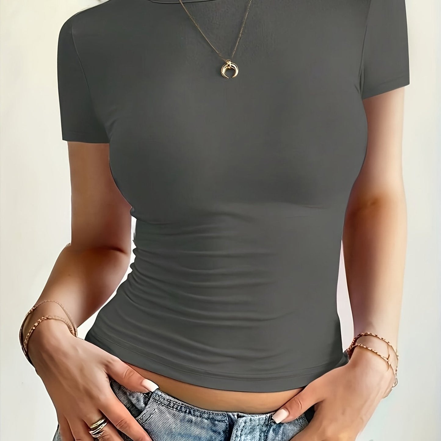 Polyester-T-Shirt - Kurze Ärmel & Flexible Form