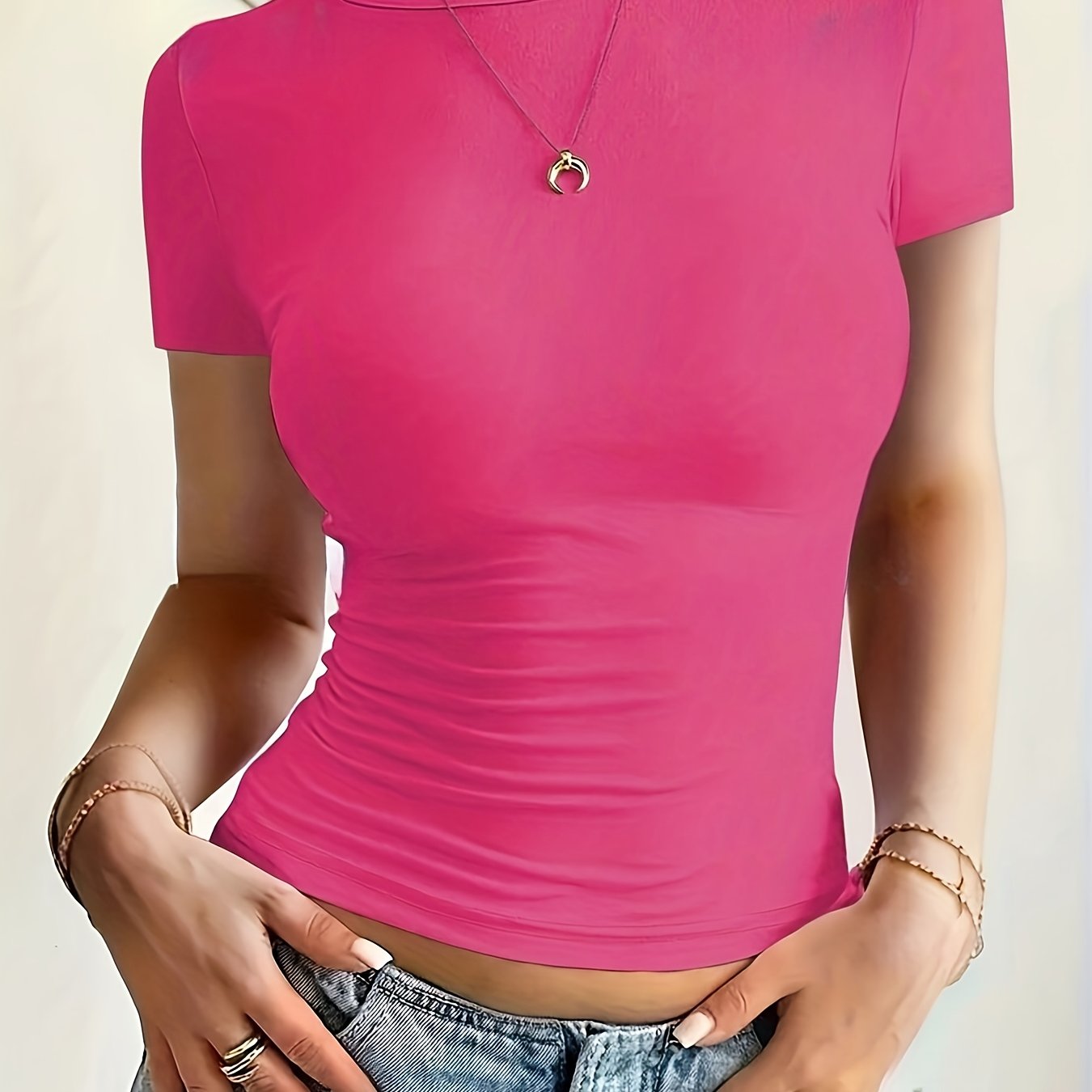 Polyester-T-Shirt - Kurze Ärmel & Flexible Form