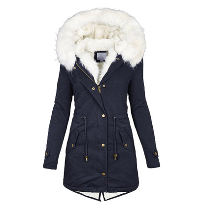 Stylische warme Jacke mit Fellkapuze