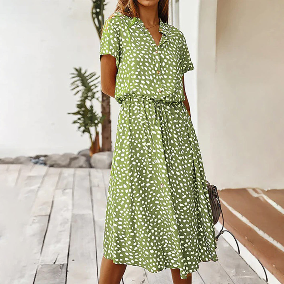 Bedrucktes Kleid mit V-Ausschnitt