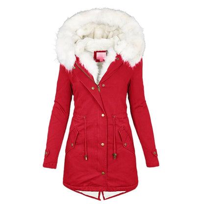 Stylische warme Jacke mit Fellkapuze