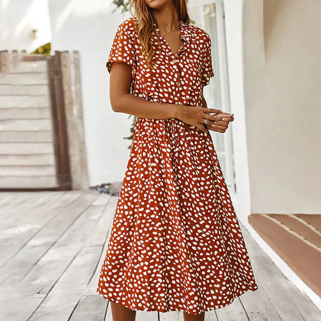 Bedrucktes Kleid mit V-Ausschnitt