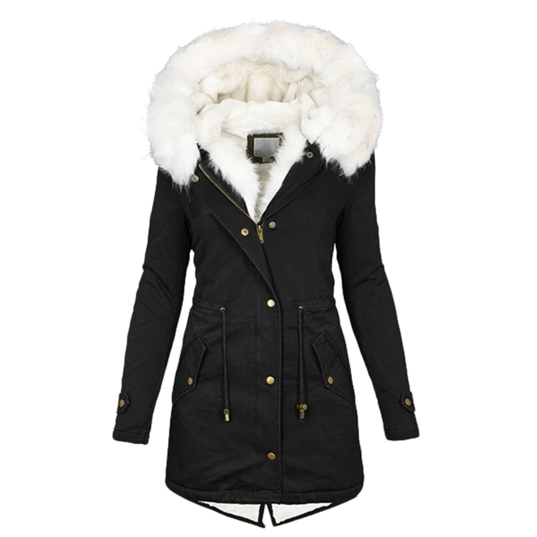 Stylische warme Jacke mit Fellkapuze