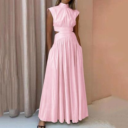 Prudence - Elegantes ärmelloses Kleid mit modischem hohen Ausschnitt