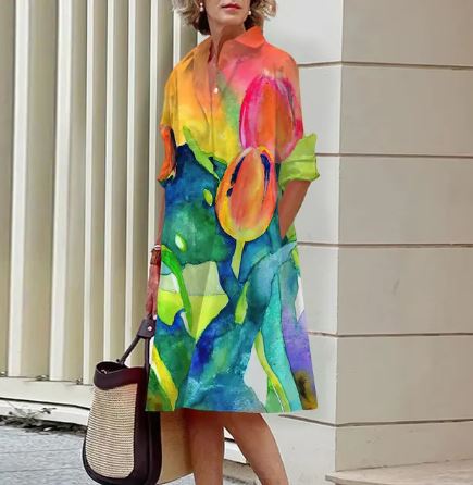 Jandy -Elegantes Kleid mit geknittertem Blumenmuster