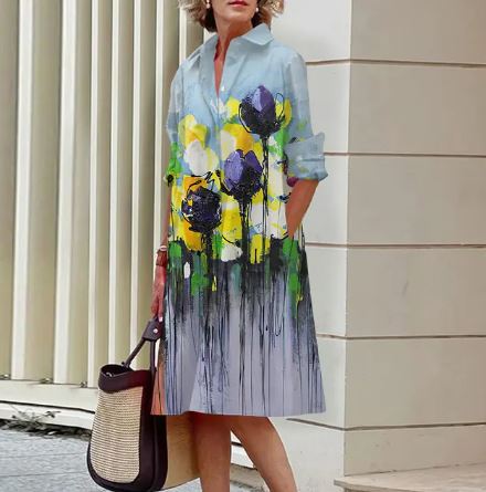 Jandy -Elegantes Kleid mit geknittertem Blumenmuster