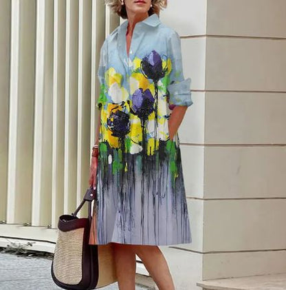 Jandy -Elegantes Kleid mit geknittertem Blumenmuster
