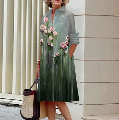 Jandy -Elegantes Kleid mit geknittertem Blumenmuster