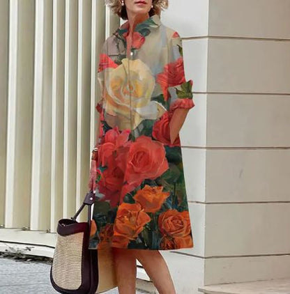 Jandy -Elegantes Kleid mit geknittertem Blumenmuster