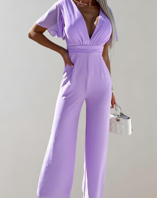 Mathilde - Modischer Jumpsuit mit kurzen Ärmeln und weiten Beinen
