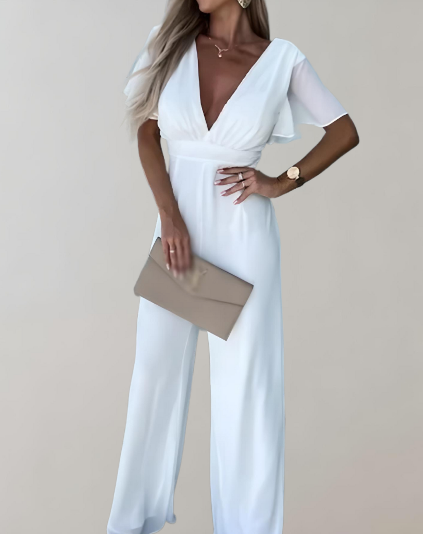 Mathilde - Modischer Jumpsuit mit kurzen Ärmeln und weiten Beinen