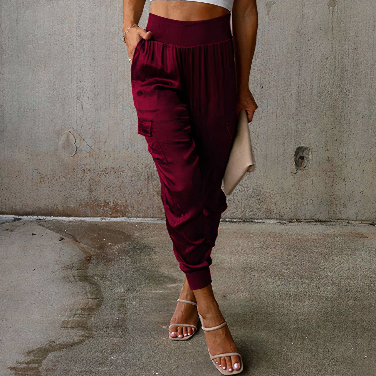 Elegante Cargohose mit Satin-Schimmer - Rayna