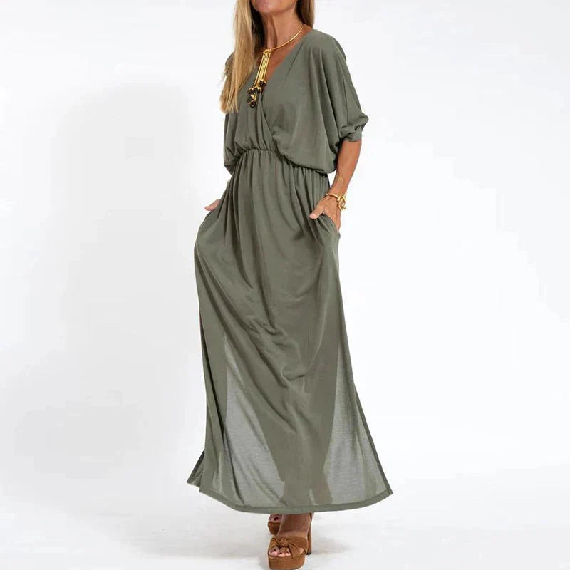 Rasha - Vintage Maxikleid mit hohem Seitenschlitz