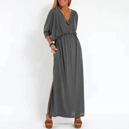 Rasha - Vintage Maxikleid mit hohem Seitenschlitz