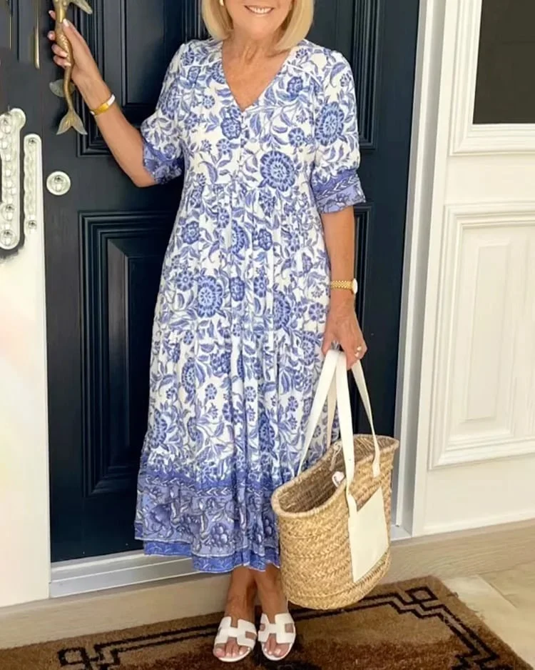 Raven - Bohème-Kleid mit V-Ausschnitt