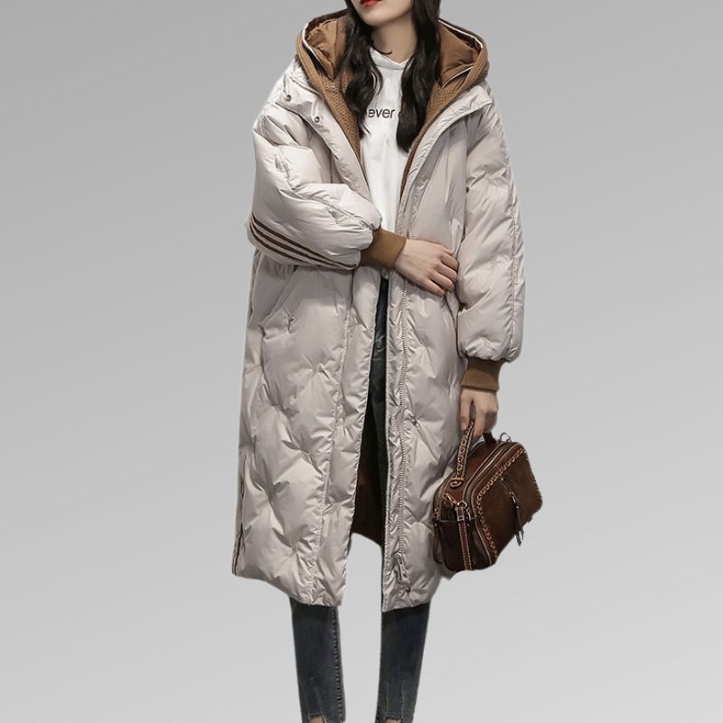 Lange gefütterte Jacke für Frauen | Schwarz - Warm und bequem
