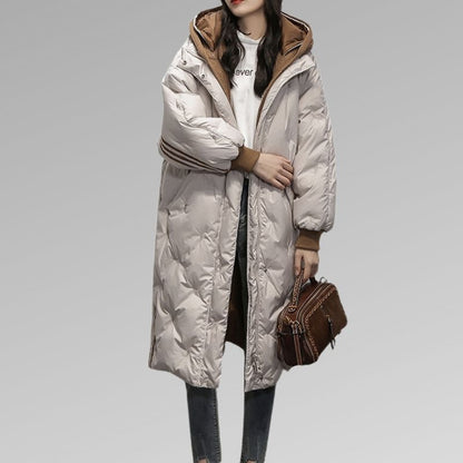 Lange gefütterte Jacke für Frauen | Schwarz - Warm und bequem