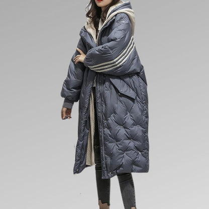 Lange gefütterte Jacke für Frauen | Schwarz - Warm und bequem