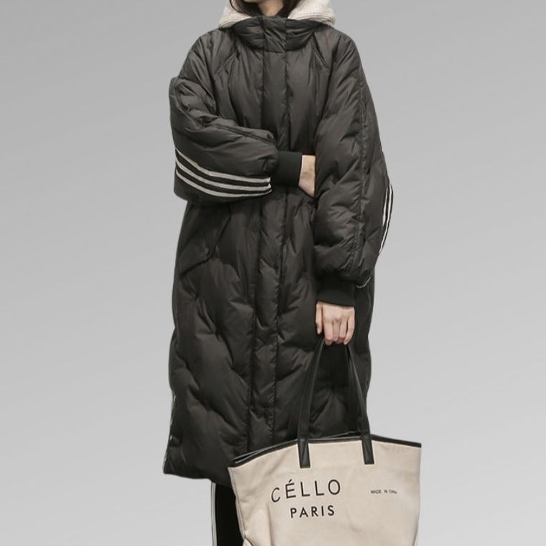 Lange gefütterte Jacke für Frauen | Schwarz - Warm und bequem