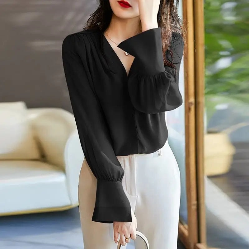 Tenisha Bluse | Damen Manschette Ärmel plissierte Bluse