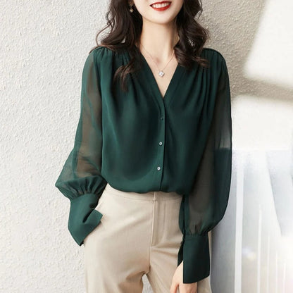 Tenisha Bluse | Damen Manschette Ärmel plissierte Bluse