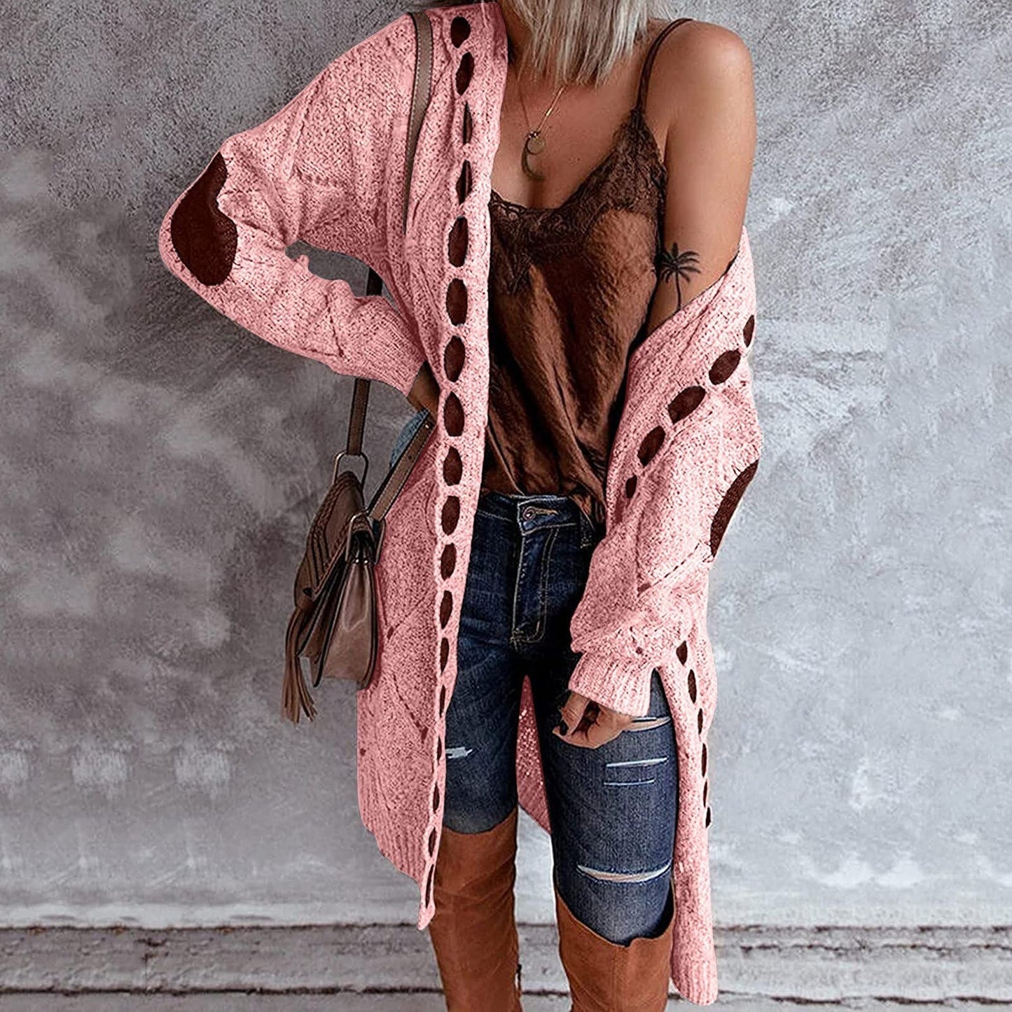 Sab - Stylische Long-Strickjacke mit Kapuze für Frauen