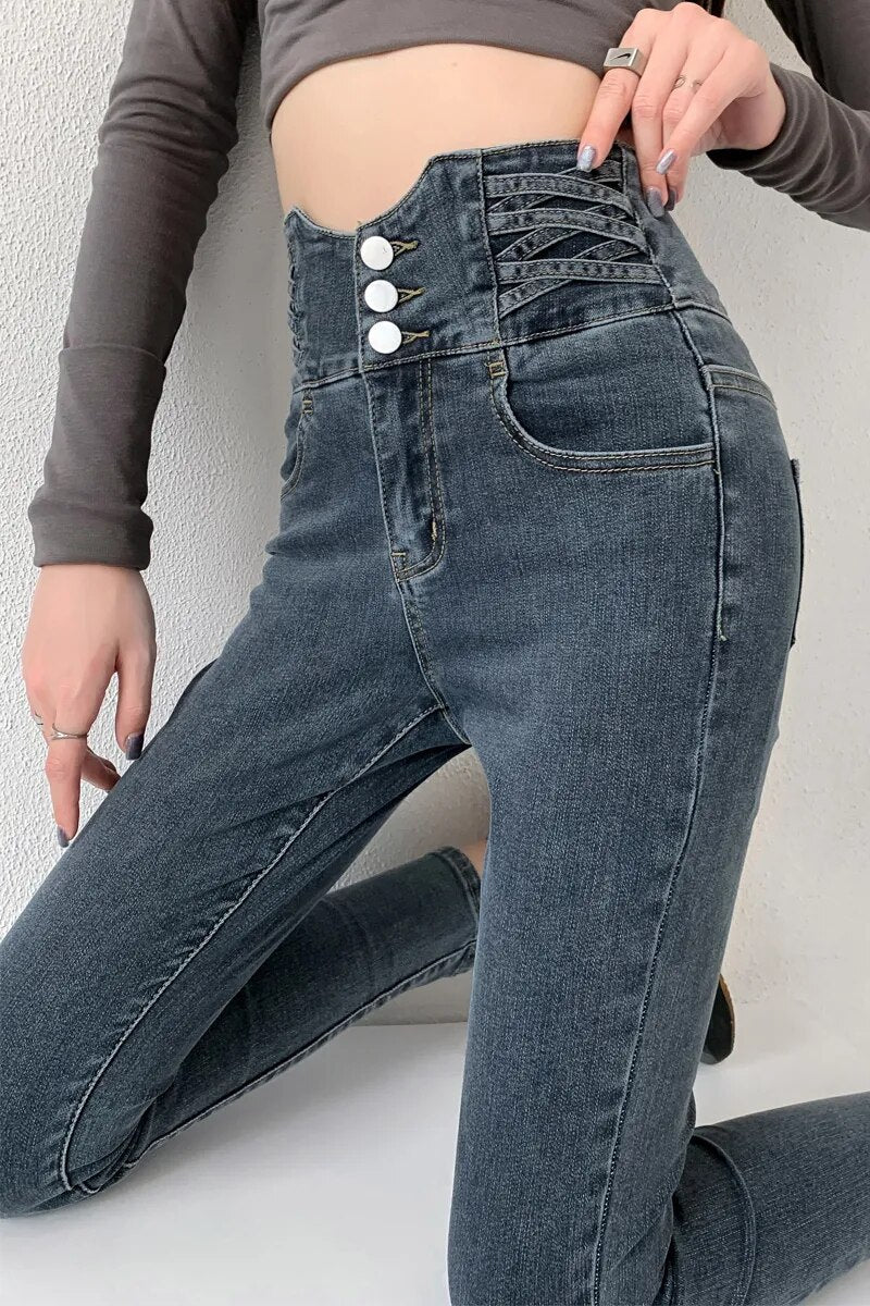 Vintage Bleistift-Jeans für Frauen Zocker