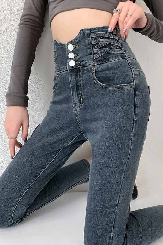 Vintage Bleistift-Jeans für Frauen Zocker