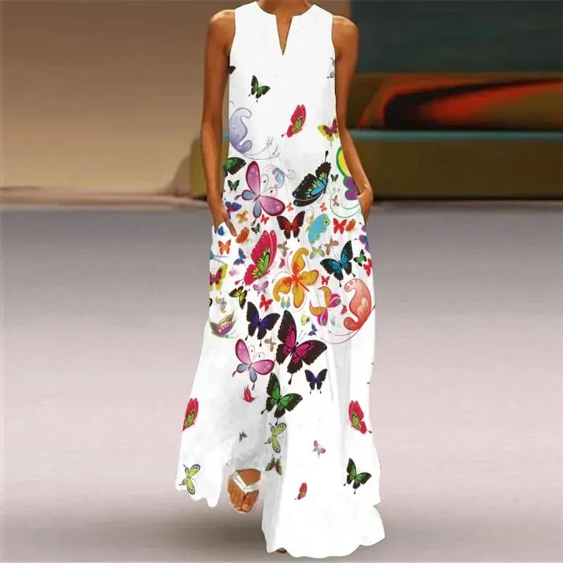 Noreen - Langes Kleid mit Retromuster